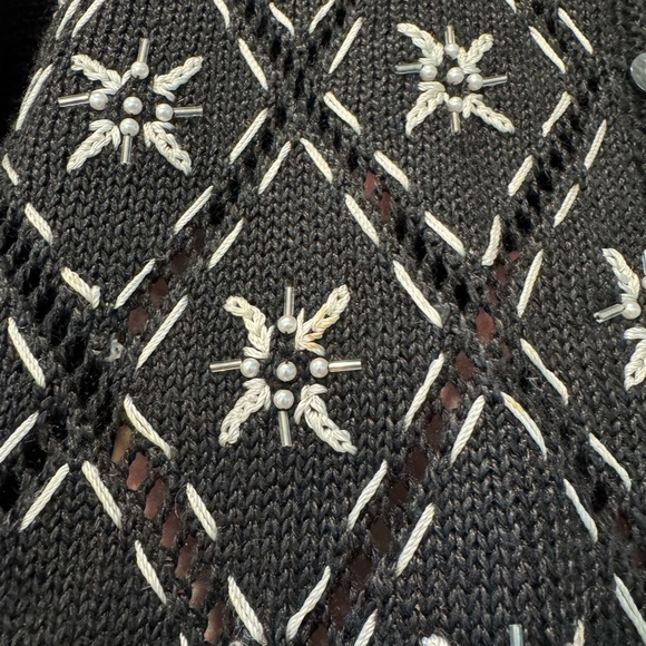 Vintage Paul Harris Design Grandma Core Cardigan Embroidered Snowflakes / small - Picture 9 of 11
